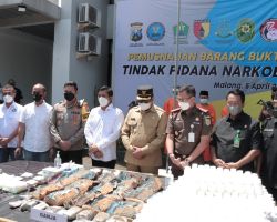 Polresta Malang Kota Bersama BNN Kota Malang Musnahkan Belasan Kilogram Narkoba