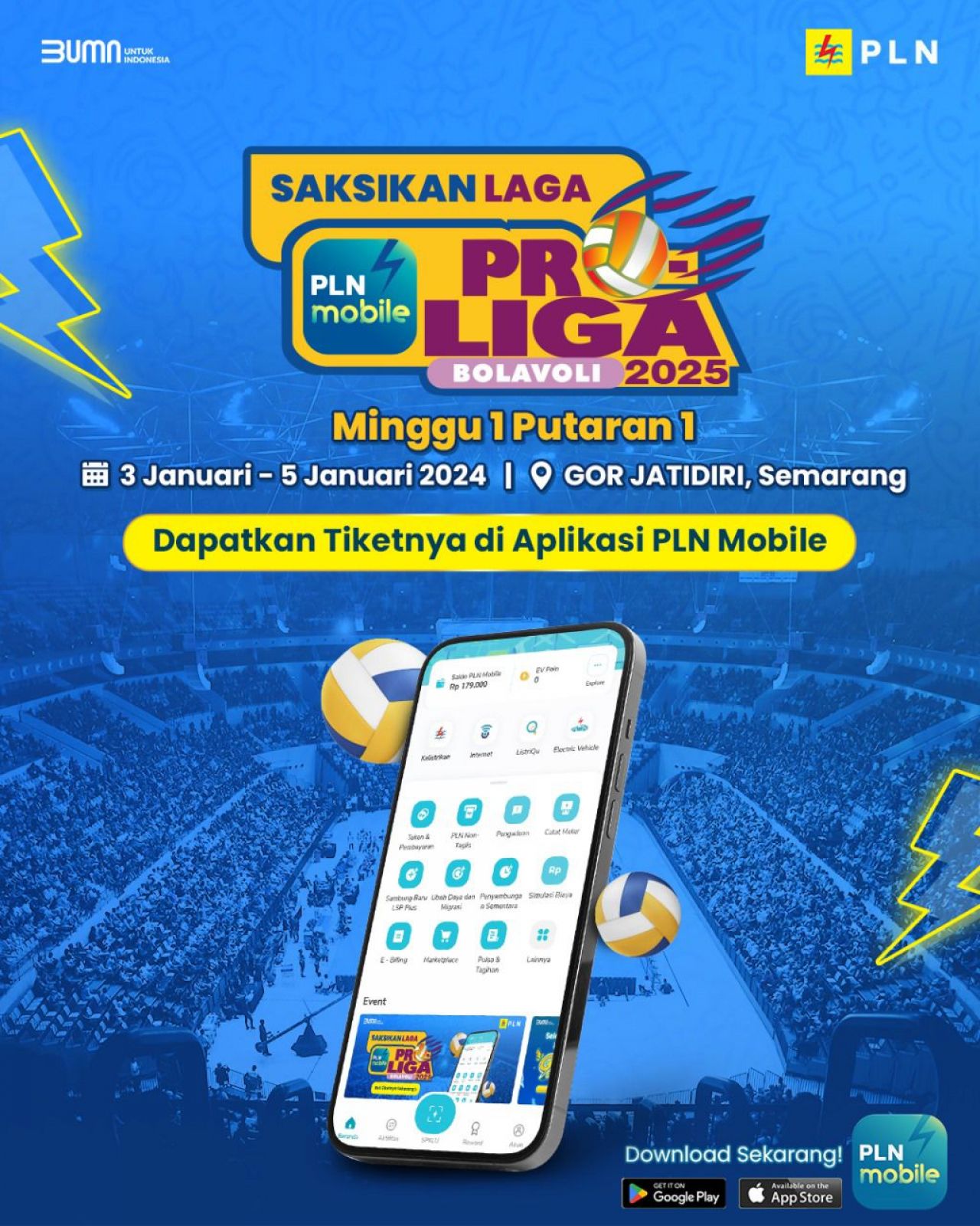 Rayakan.Tahun Baru, Tiket Proliga 2025 Pekan Pertama Tersedia di PLN Mobile, Begini Cara Pembeliannya