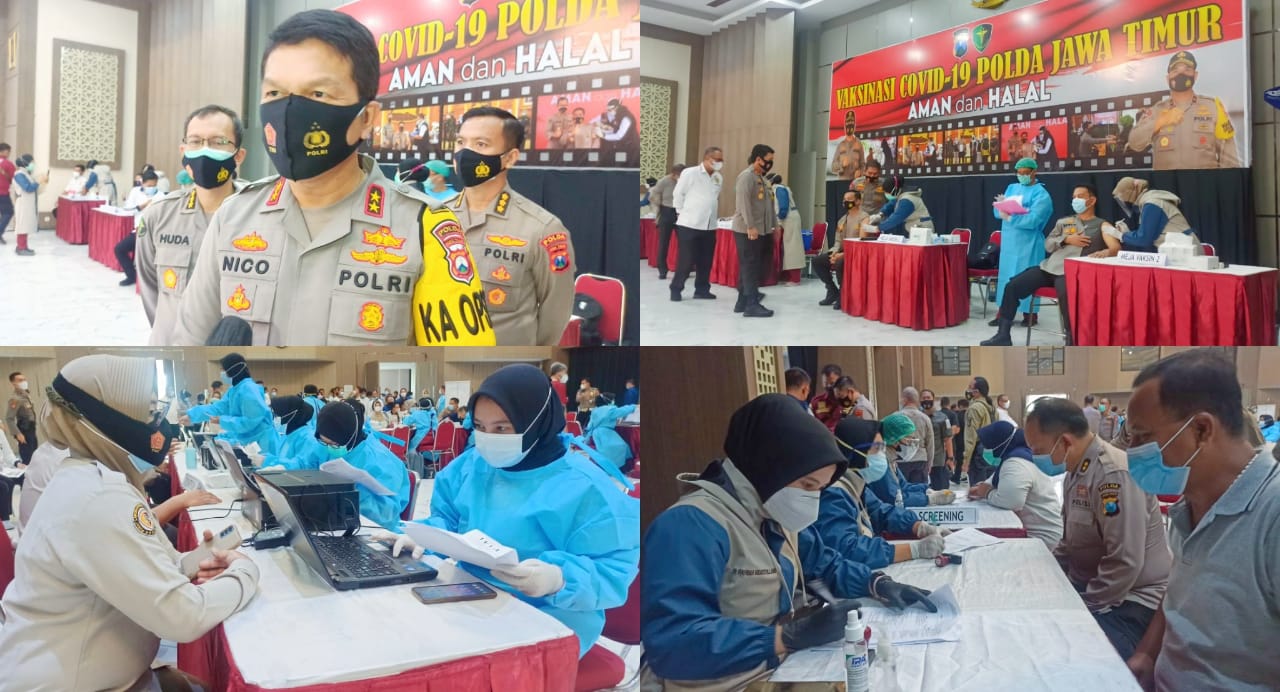 Laksanakan Vaksinasi, Polisi Dan Kiyai Tingkatkan Herd Immunity Di Jatim