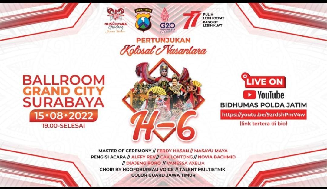 Sebanyak 23 Talent Siap Meriahkan Gebyar Malam Puncak Harmoni Nusantara Polda Jatim 2022