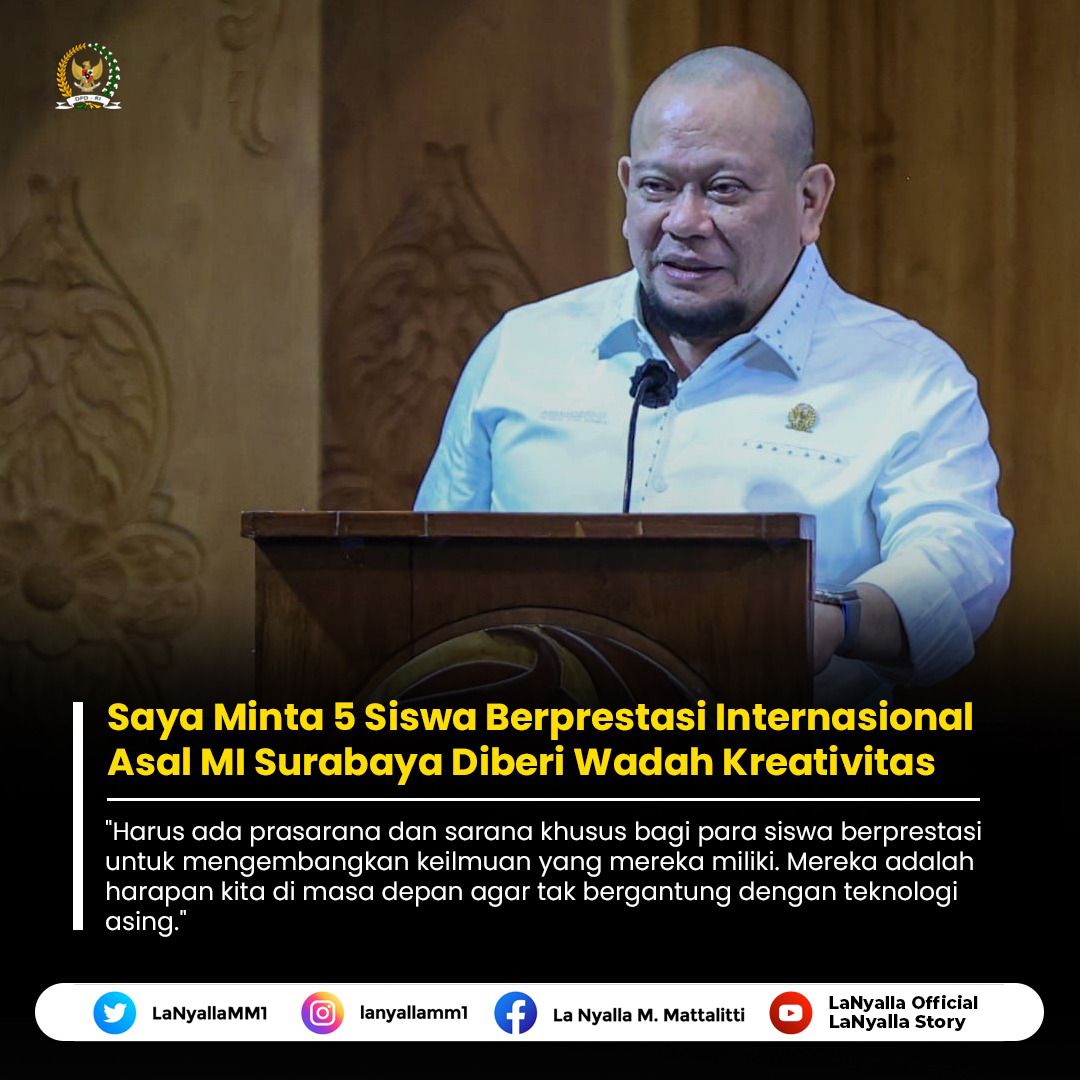 LaNyalla Minta 5 Siswa Berprestasi Internasional Asal MI Surabaya Diberi Wadah Kreativitas